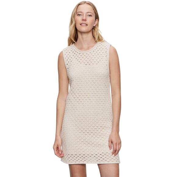 SANCTUARY Dress Size S NEW Summer Shell Dress Mini Knit Cream Ecru Eco Natural - Picture 1 of 7